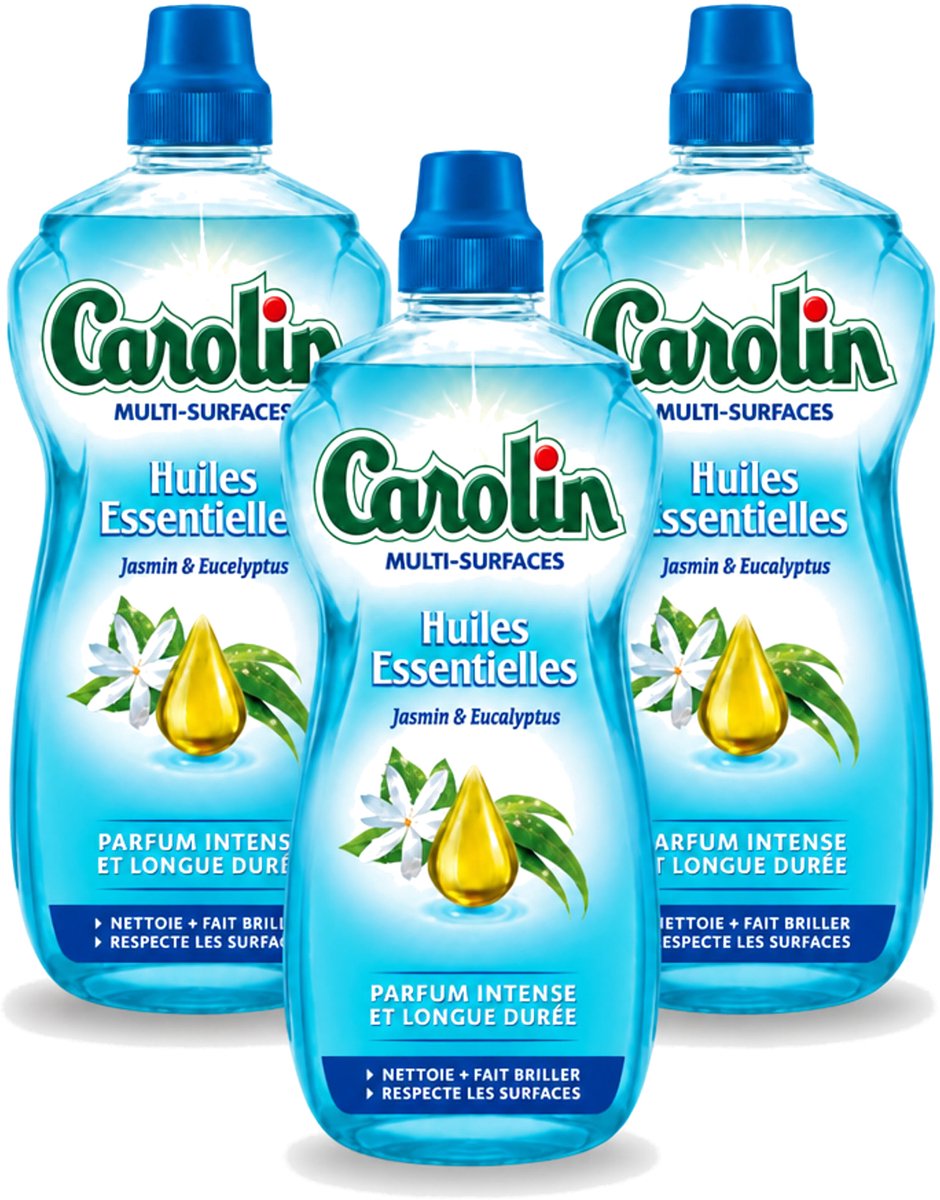 3 x Carolin - Allesreiniger - Essentiële Oliën van Jasmijn en Eucalyptus - 1 L - Voordeelverpakking - 3 stuks