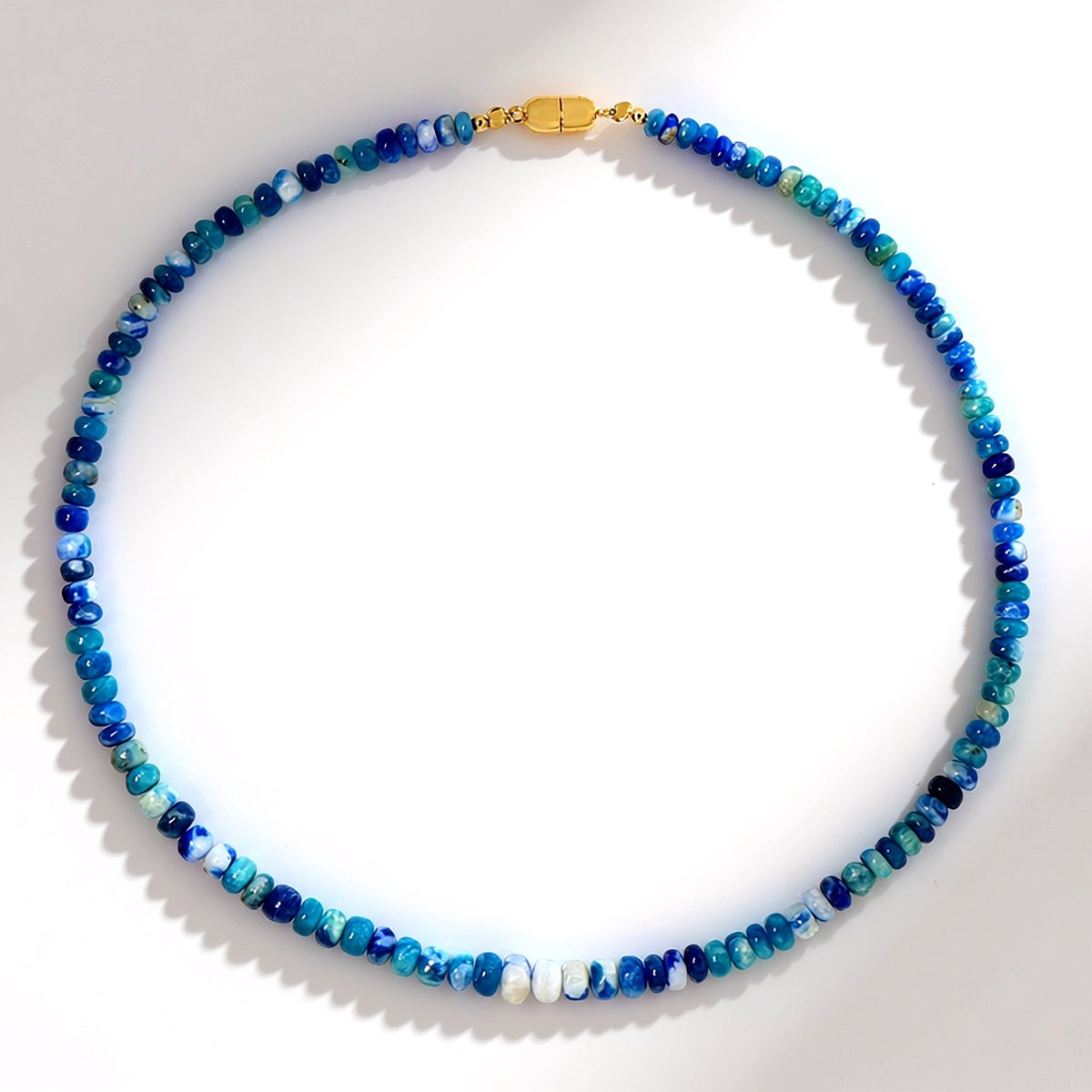 Cavill - Elegante Halsketting 18K Verguld Sterling Zilver - 102,582 ct Blauwe Afghaniet Fancy Kralen - Natuurlijke Kleuraccenten - 45 cm