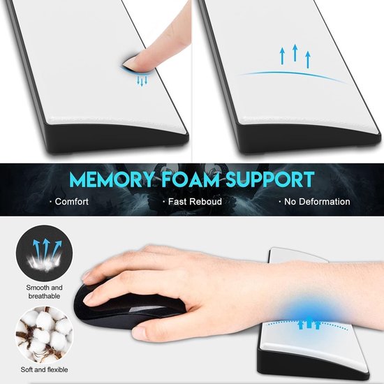 Ergonomische Polssteun voor 80% Compact Gaming Toetsenbord - Zacht Geheugenfoam, LED Verlichting en Antislip Rubber Voetjes — afbeelding 4