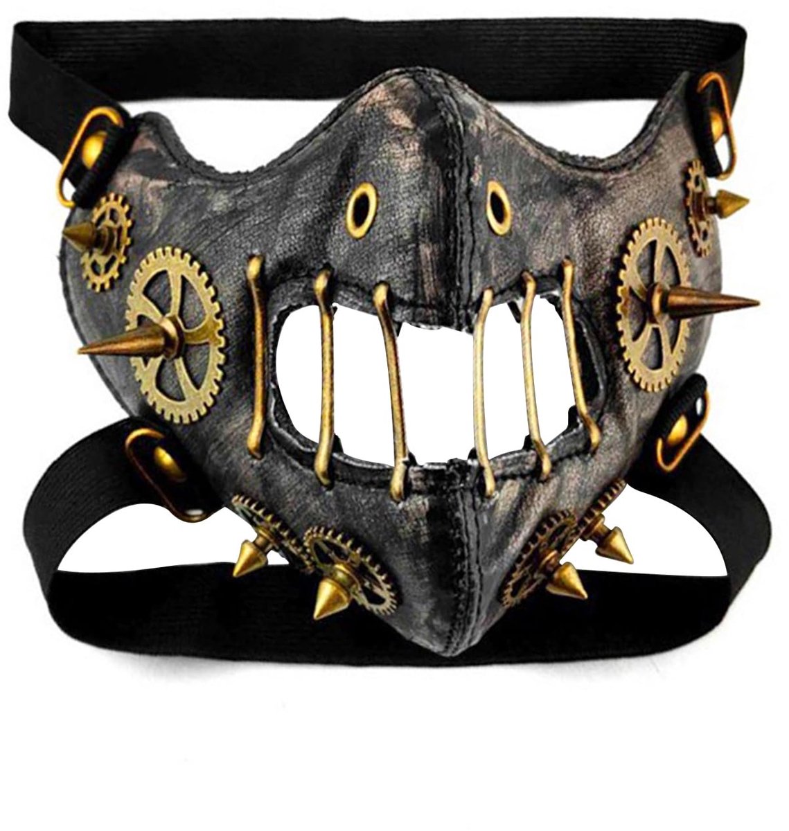 Punk Steampunk masker, leer, gothic, leren masker, kostuum, zwart, retro masker, vintage motormasker, lederen - ShopVlot