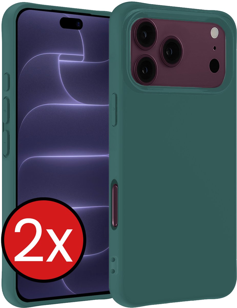 Hoesje - 2 Stuks - Geschikt voor Apple iPhone 18 Pro Max - Sterk & Shockproof - Telefoonhoes - Back Cover - Case Siliconen - Telefoon Hoes - Donkergroen