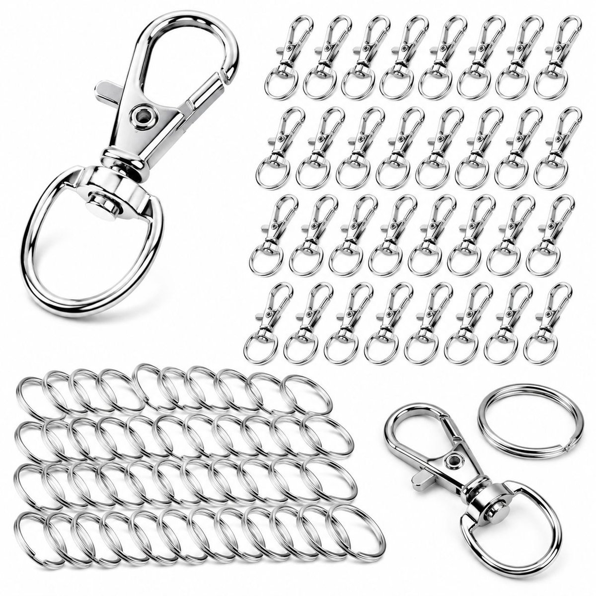 VHV - Sleutelhangers en - 80 stuks - Mini-karabijnhaken - Klein en duurzaam - Sleutelring - Sleutelringen - Knutselspullen