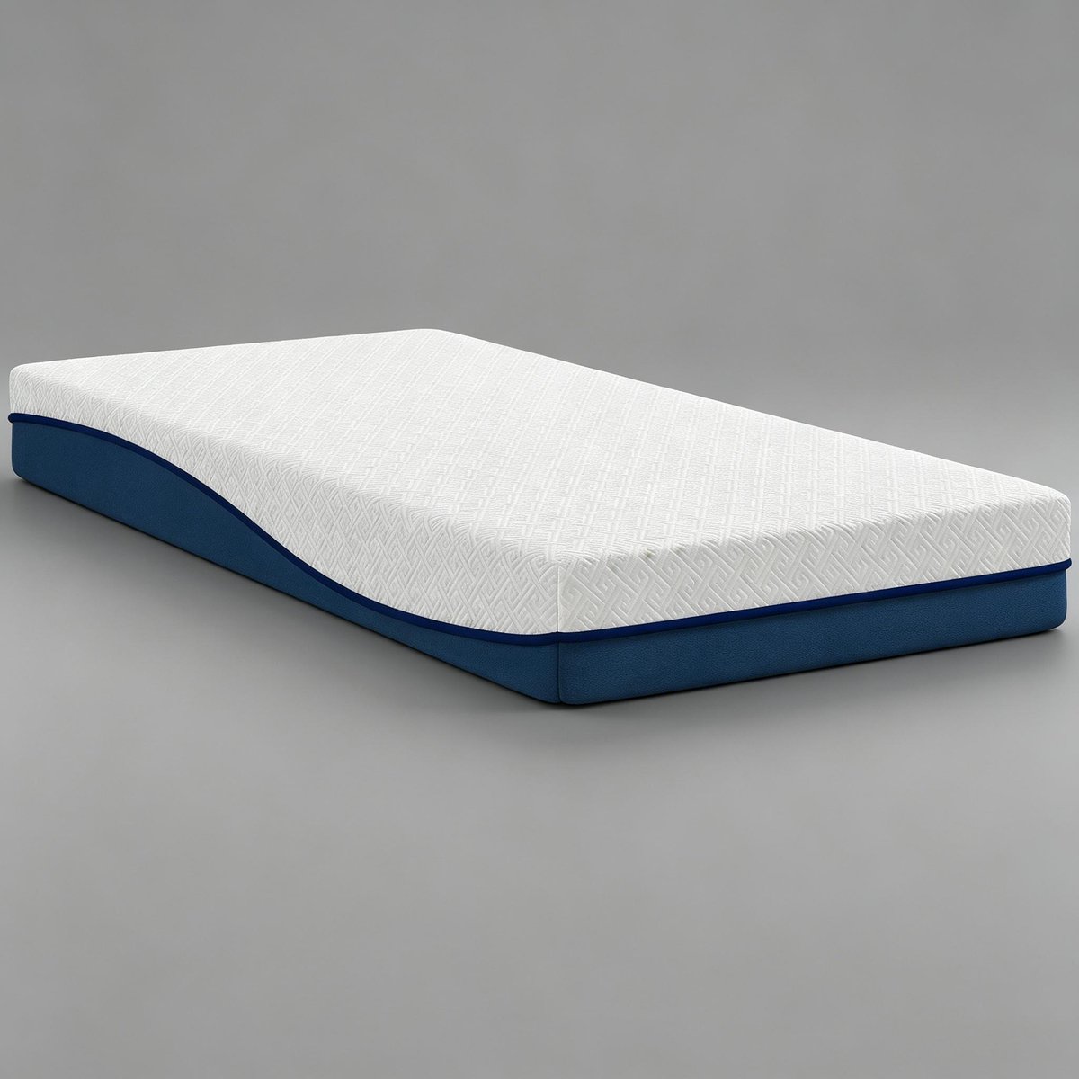 OKWISH Traagschuimmatras 90x190 cm - Groene Thee en Gel - Afneembare Wasbare Hoes - Middelhard Ligcomfort Voor Eenpersoonsbed - Wit Blauw