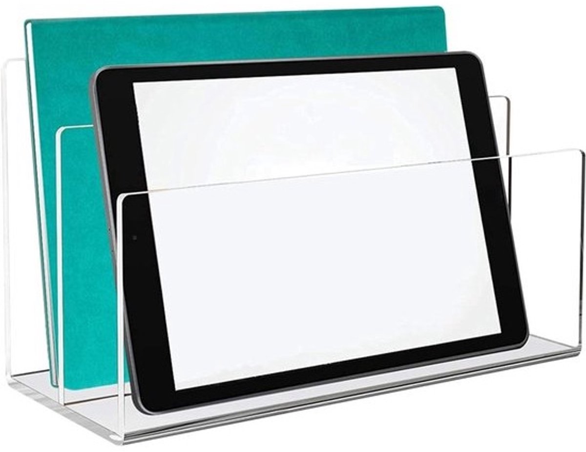 Bureau-organizer - Documentenstandaard - Voor het organiseren van kantoorbenodigdheden - Acryl - 215 x 112 x 138 mm - Transparant