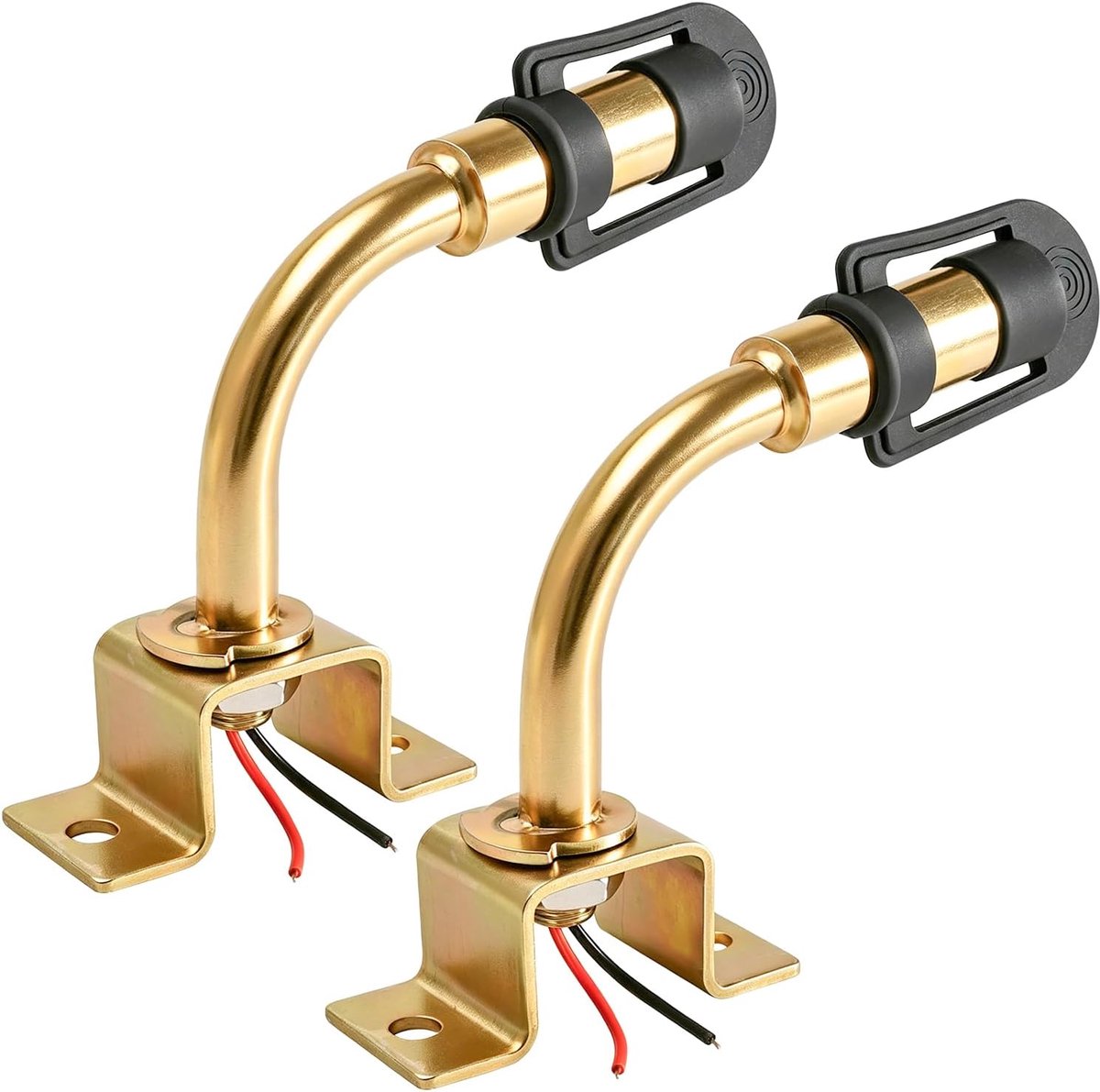 2 stuks ronde lamphouders, 90 graden L-vormige ronde lamphouder, messing waarschuwingslamphouder met kabel en rubberen - ShopVlot