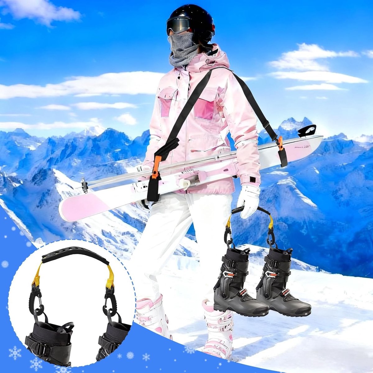 Ski Draagriem Set van 2 Stuks voor Gemakkelijk Transport en Opslag van Skis en Snowboards
