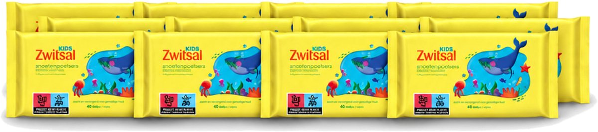 12 x Zwitsal Kids - Snoetenpoetsers - Voor Handjes en Snoetjes - 40 Doekjes - Voordeelverpakking - 12 stuks