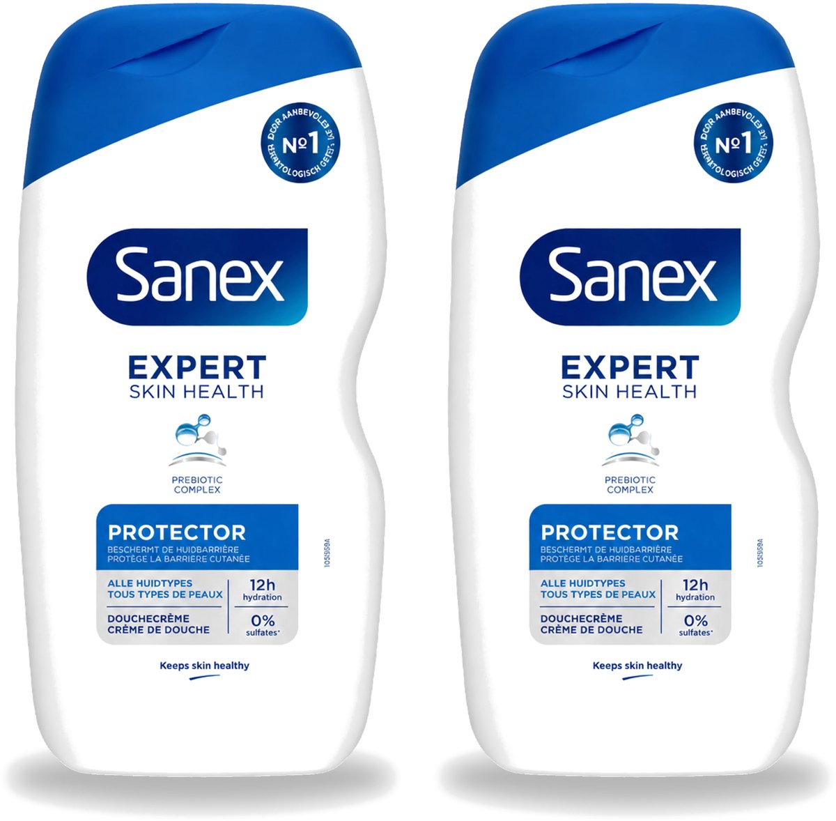 2 x Sanex - Deskundige Huidgezondheid - Douchecrème - Beschermend - Alle Huidtypes - 400 ml - Voordeelverpakking - 2 stuks