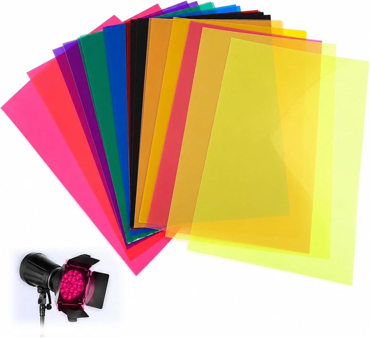 Pack of 20 Transparent Colour Filter Films A4 Colour Film for Headlights, LED Lights, Photo and Video Studios 10 - ShopVlot