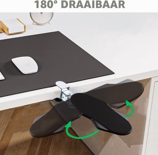 Ergonomische Armsteun en Polssteun met 180° Rotatie, Verstelbare Desk Extender voor Thuis en Kantoor, Zwart — afbeelding 2
