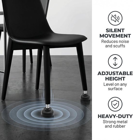 Verstelbare Meubelpoten, Ronde Meubelpoten M8 x 35 mm, Rubber Voeten met Schroeven, Antislip en Schokbestendig, Geschikt voor Meubels en Apparatuur, Zwart (12) — afbeelding 4