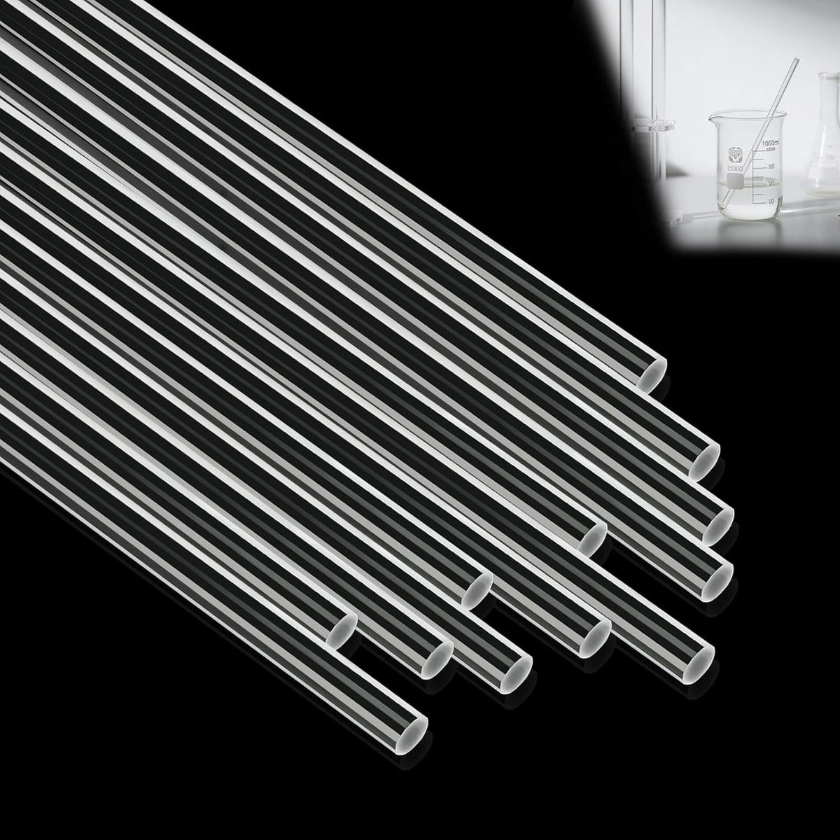 Set van 12 Transparante Acrylaat Staven van 8mm x 30cm voor DIY Knutselprojecten, Tuinversiering en Verlichting
