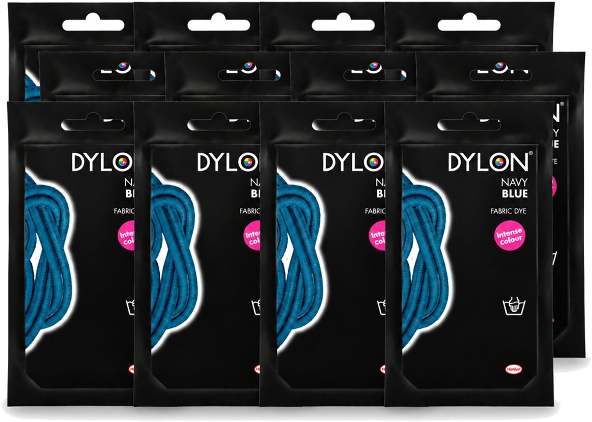 12 x DYLON – Textielverf Handwas – Navy Blue – 50 g - Voordeelverpakking - 12 stuks