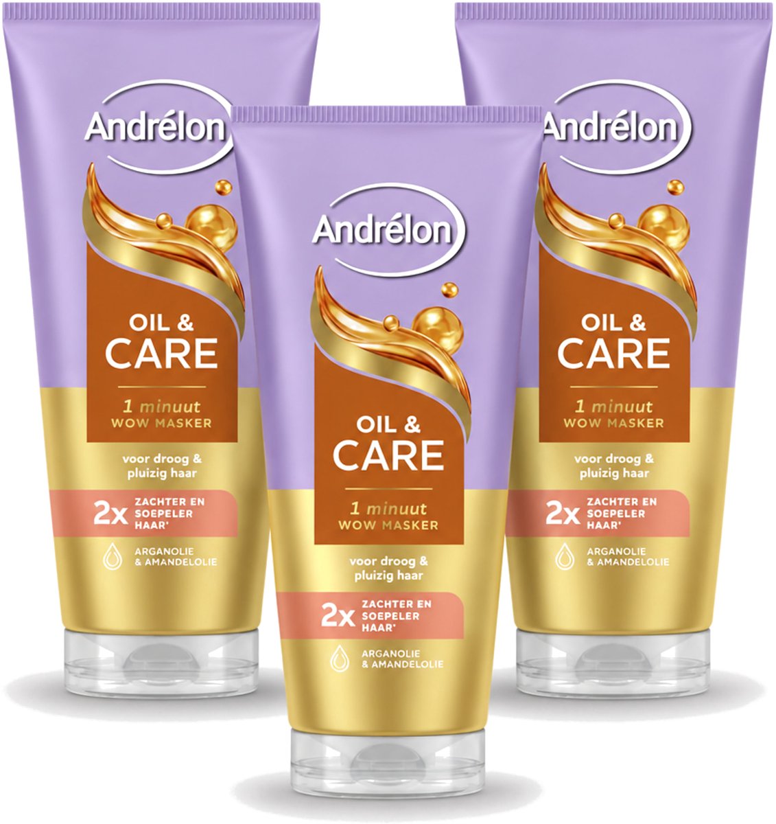 3 x Andrélon – Haarmasker WOW – Oil & Care – 180 ml - Voordeelverpakking - 3 stuks
