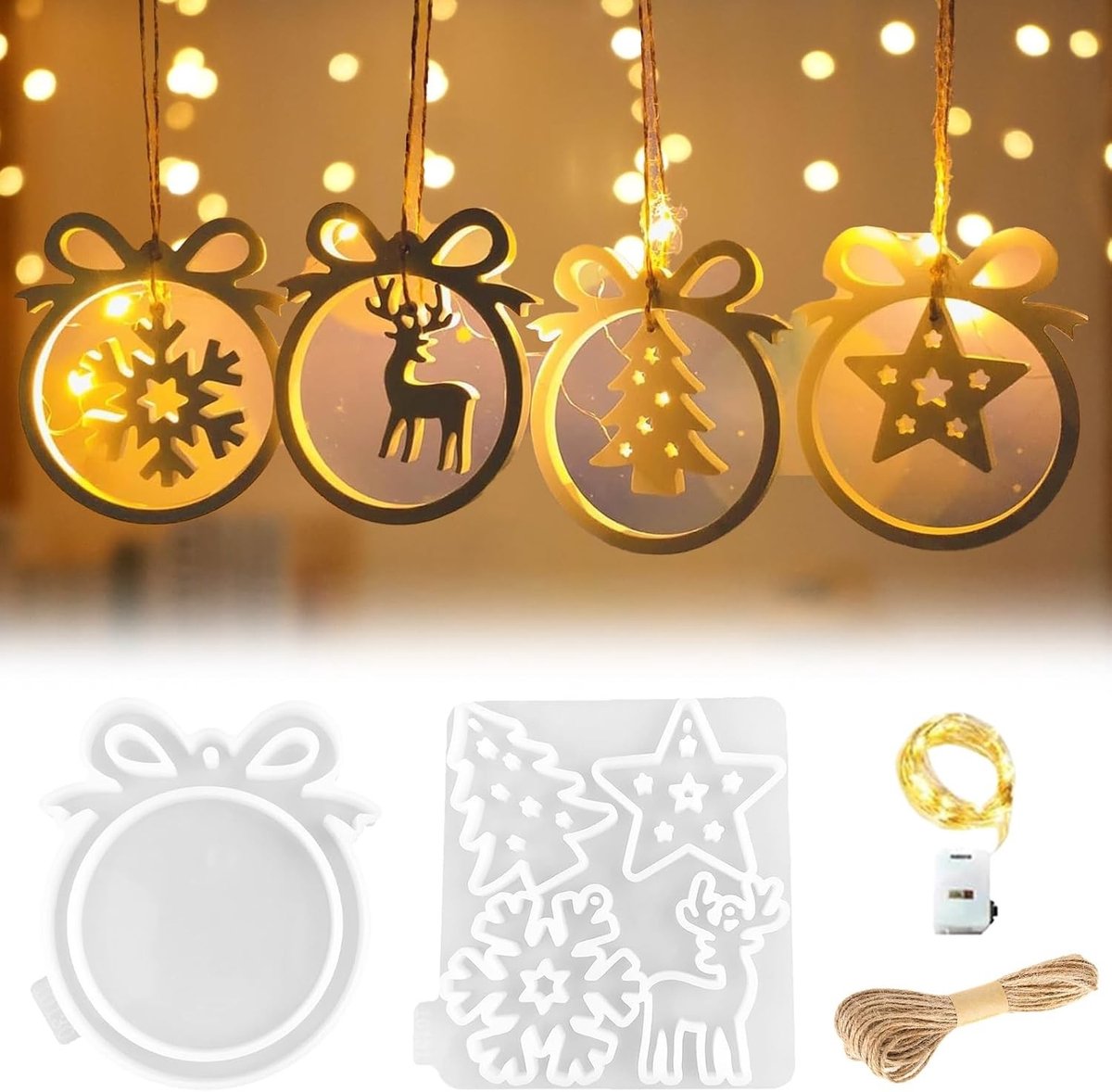 Kerstdecoratie Gietvormen van Silicoon voor Kerstpendanten en Epoxyhars Creaties, Perfect voor Feestdagen