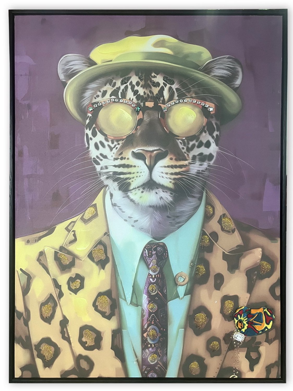 homebound by ky Schilderij cool cheetah 60x80cm Meerkleurig
