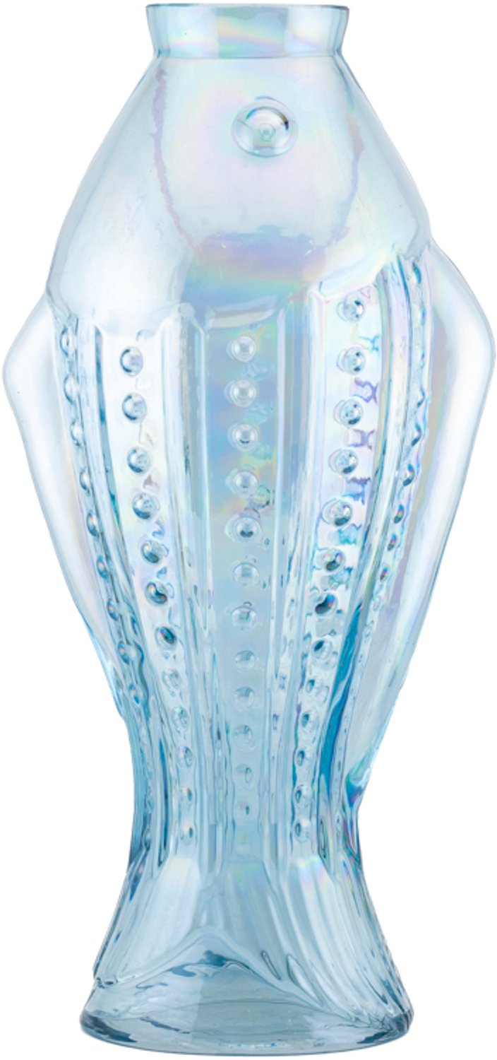 Glazen vaas vis holo blauw