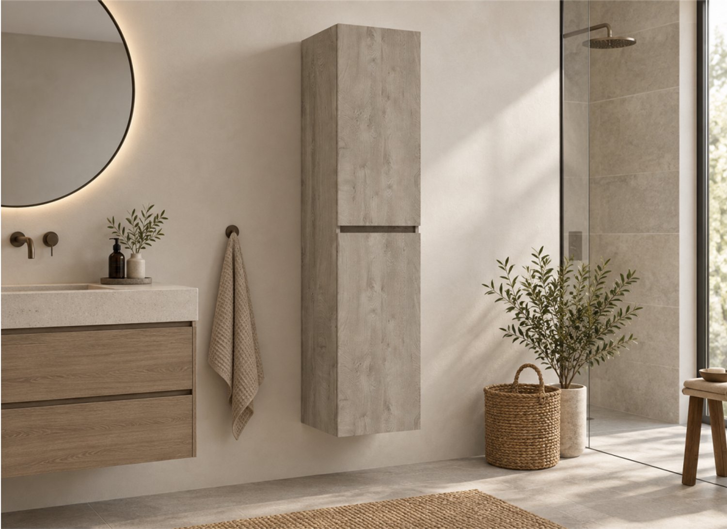 Wiesbaden Alvara Kolomkast - 160x35x35cm - Grijs Eiken