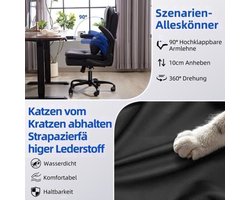 Bureaustoel – Ergonomische Stoel – Office Chair – Gamingstoel – Computerstoel – Dubbel Gevuld Rugkussen – Verstelbare Opklapbare Armleuningen – Draaifunctie & Kantelfunctie – Max 150 kg – Zwart