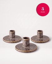 vtwonen - Kandelaars - Glas - Groen - Set van 3 - 12 x 5 cm