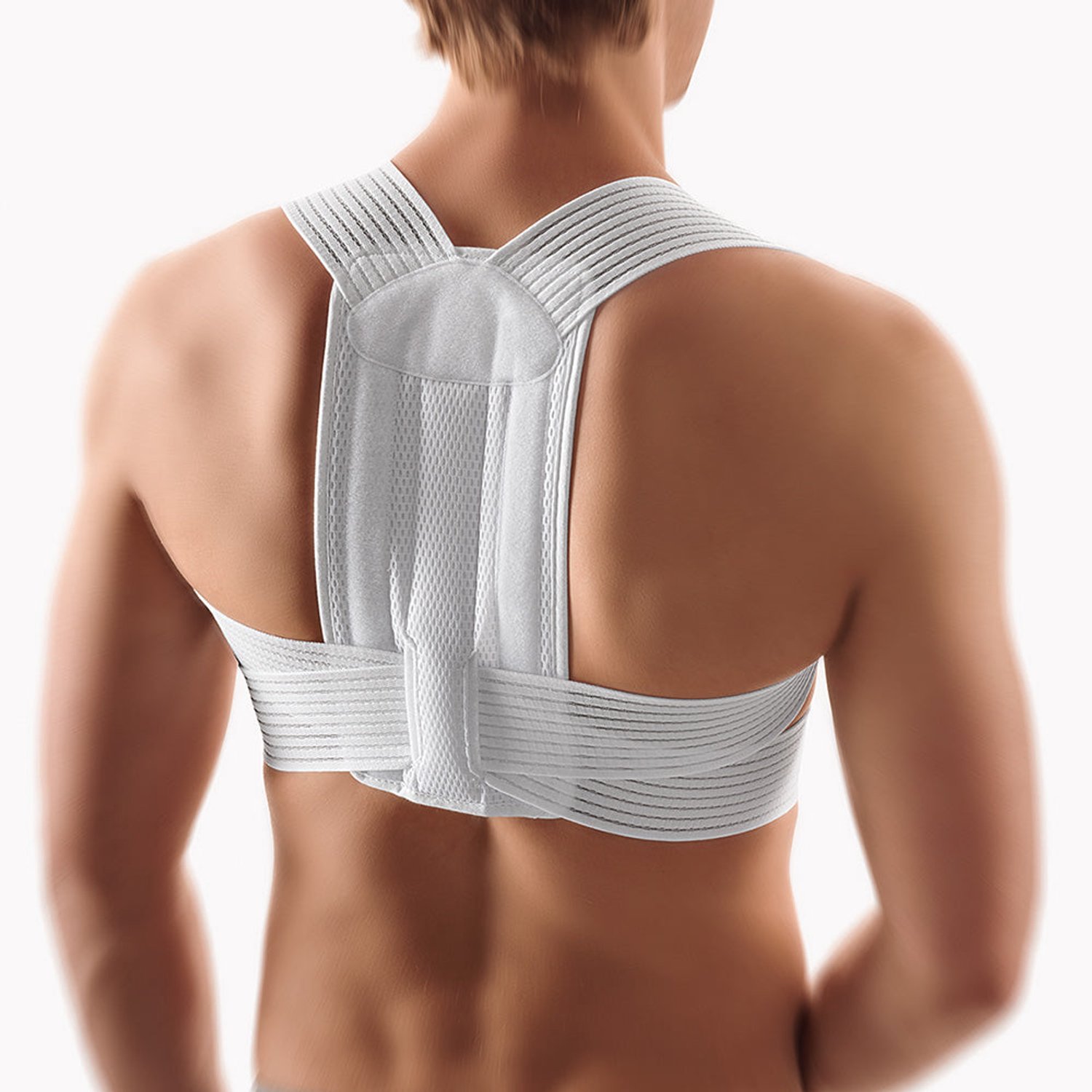 BORT StabiloFix Rugcorrector – Elastische Rechthouder – Houdingcorrector voor de Bovenrug – Wit – Maat 1
