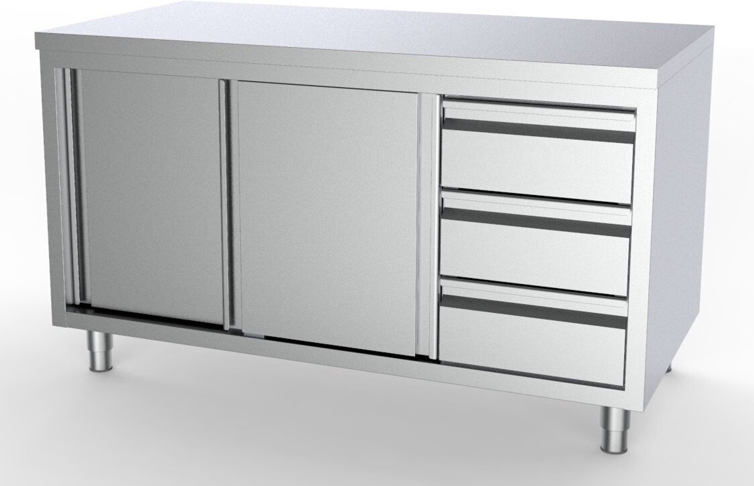 700 Werktafel Schuifdeuren Laden Rechts 1600, combisteel 7333.0258 - Horeca & Professioneel