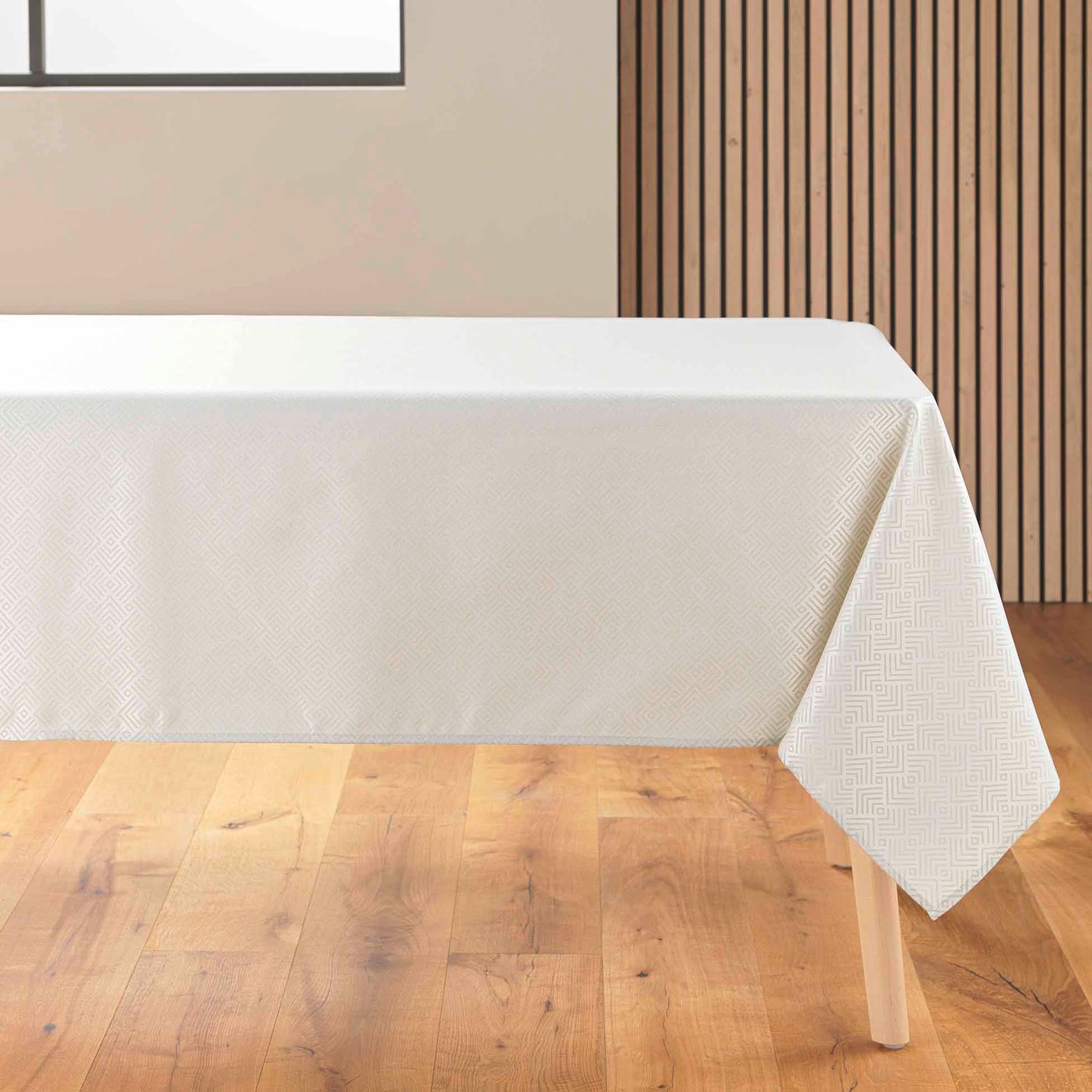 Douceur d'intérieur - Jacquard tafelkleed met metallic patroon AZULINE, 140 x 250 cm - beige