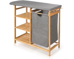 Kipit - Bamboe kast met strijkplank en wasmand BAMY, 111 x 34 x 82 cm - grijs
