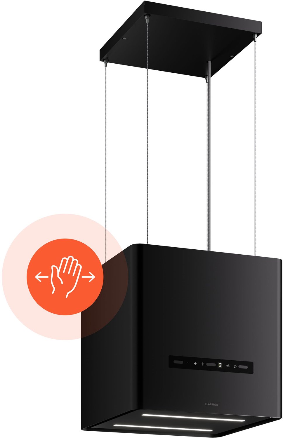 Klarstein Nexture eilandafzuigkap – 661 m³/u plafondafzuiging, gebarenbediening, ledverlichting, in hoogte verstelbaar, energie-efficiëntieklasse A++