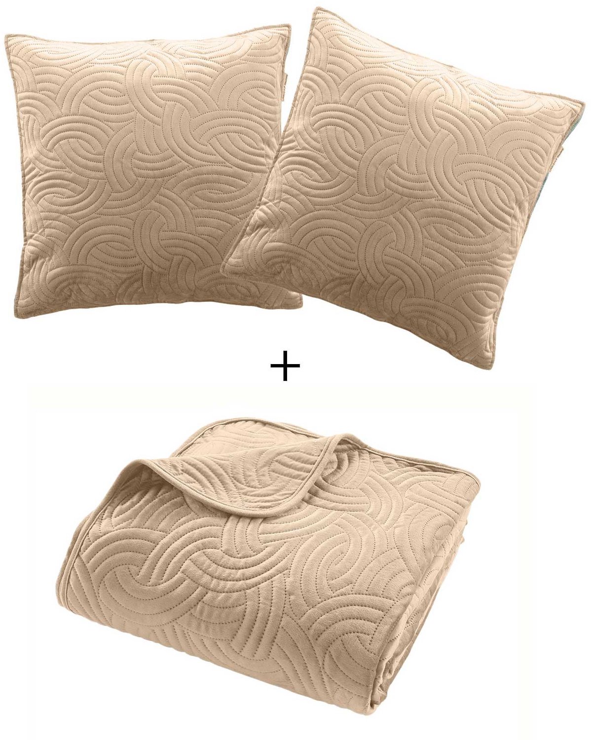 Douceur d'intérieur - Wereldwijde beddengoedset SOLANGE, dekbed + 2 kussenslopen - beige