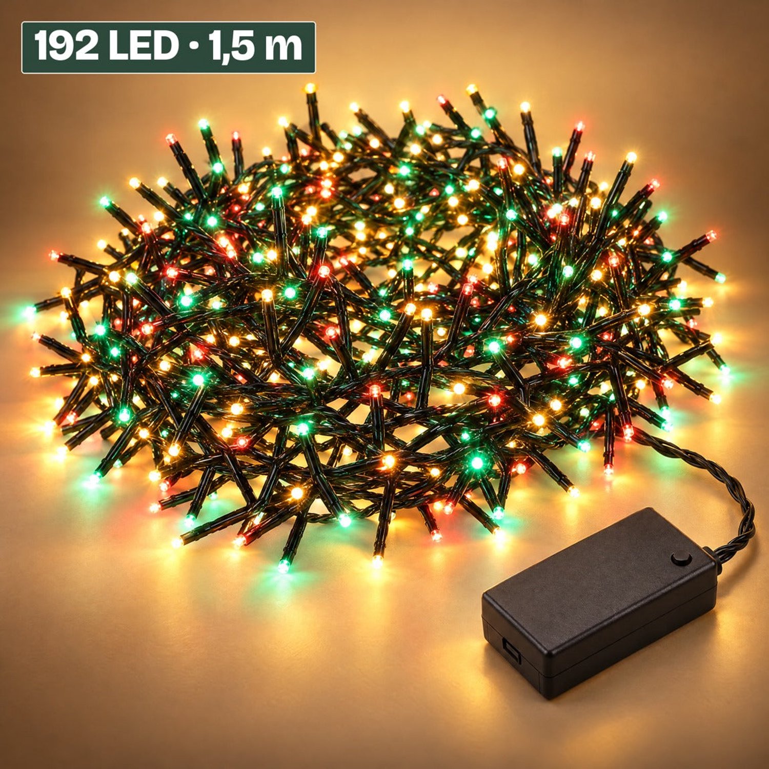 Levano Kerstverlichting 192 LED 1,4 m - Kerstboomverlichting - Clusterverlichting - Kerstverlichting Binnen en Buiten - Lichtsnoer op Batterij - Kerstlampjes Gekleurd - Lichtslinger - Kerstlichtjes - Lichtjes op Batterij - Sfeerverlichting