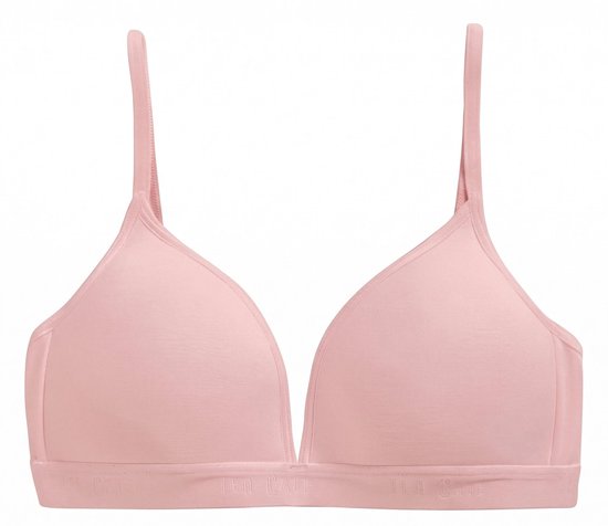 Roze Ten Cate beha met voorgevormde cups, verstelbare bandjes en merkopdruk op de onderband.