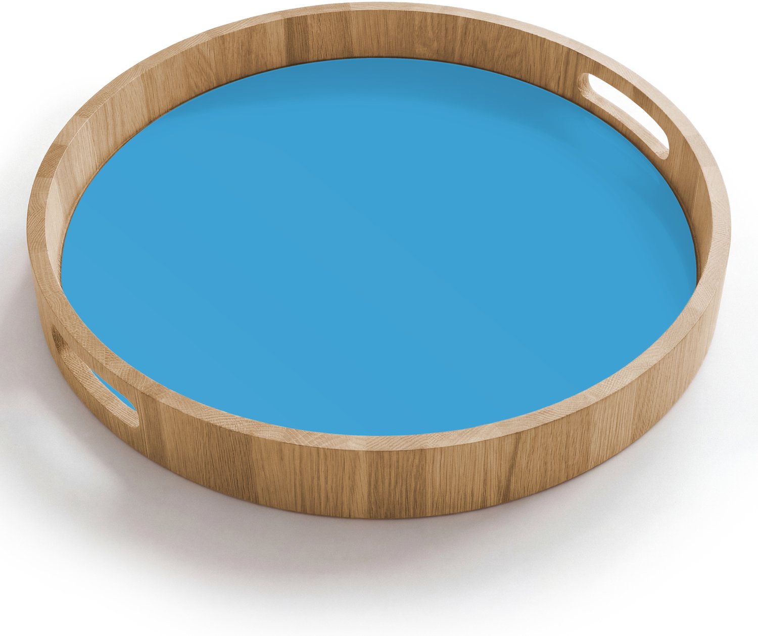Dienblad rond 40x40 cm - Schootdienblad hout - Cerulean - Breeze - Blauw - Borrelplank rechthoek - Plateau houten dienbladen