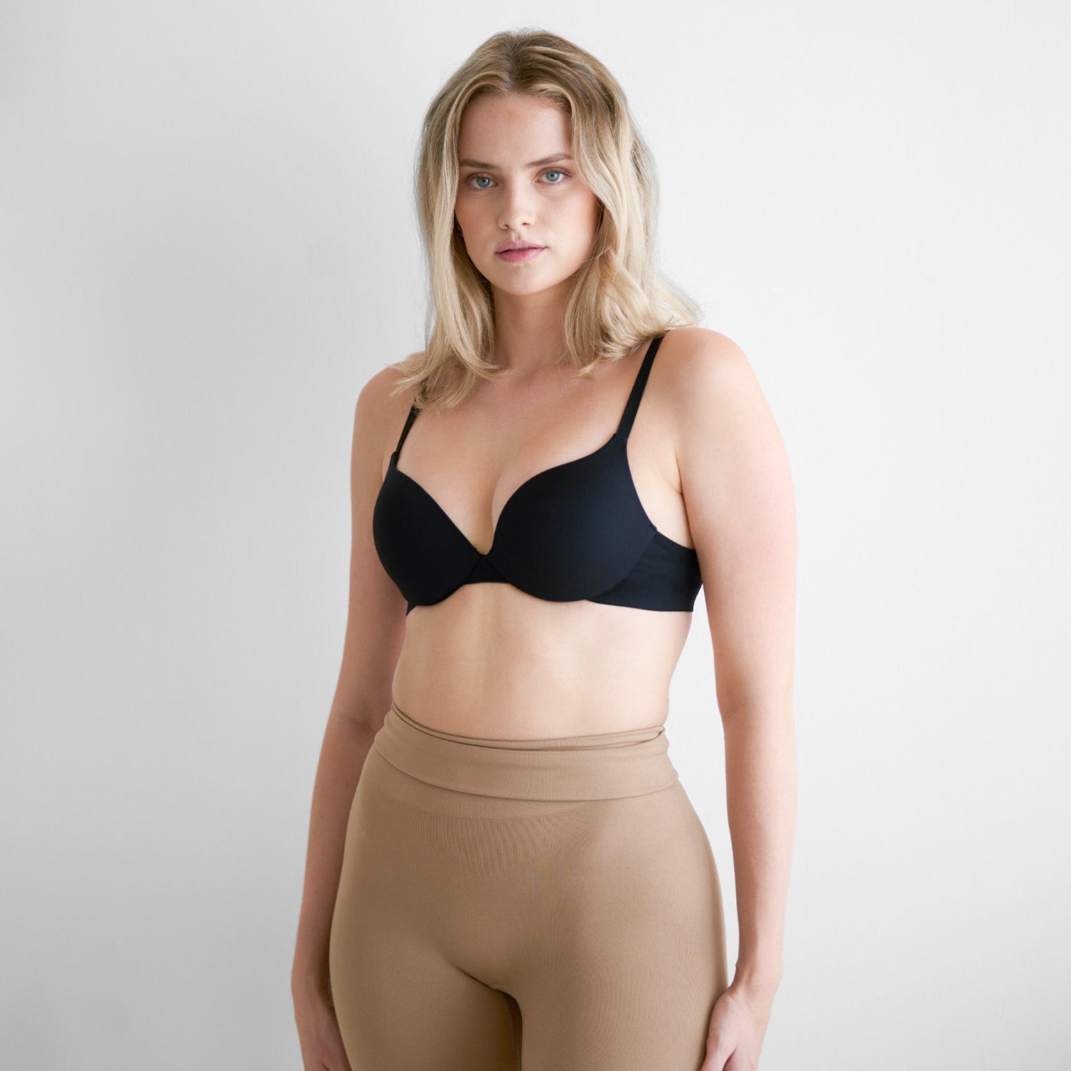 cfab Voorgevormde push-up beugelbeha - zwart - 85C - BH Zonder Beugel Voorgevormd - Ondergoed - Naadlos