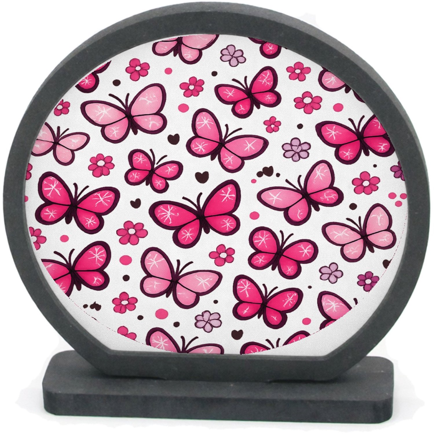 Mr Cadeautjes Houten fotolijst rond met MDF inleg - design Vrolijke all-over print met speelse natuuriconen in plaats v | cadeau Wit