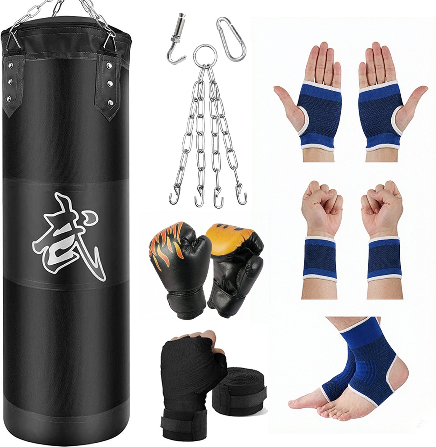 Bokszak - Hangende bokszak - Bokszak voor volwassenen - Geschikt voor Sanda, Taekwondo en bokstraining - Thuistraining - Fitnesstraining - Taekwondo-uitrusting - Oxford-stof - 120 cm - Zwart