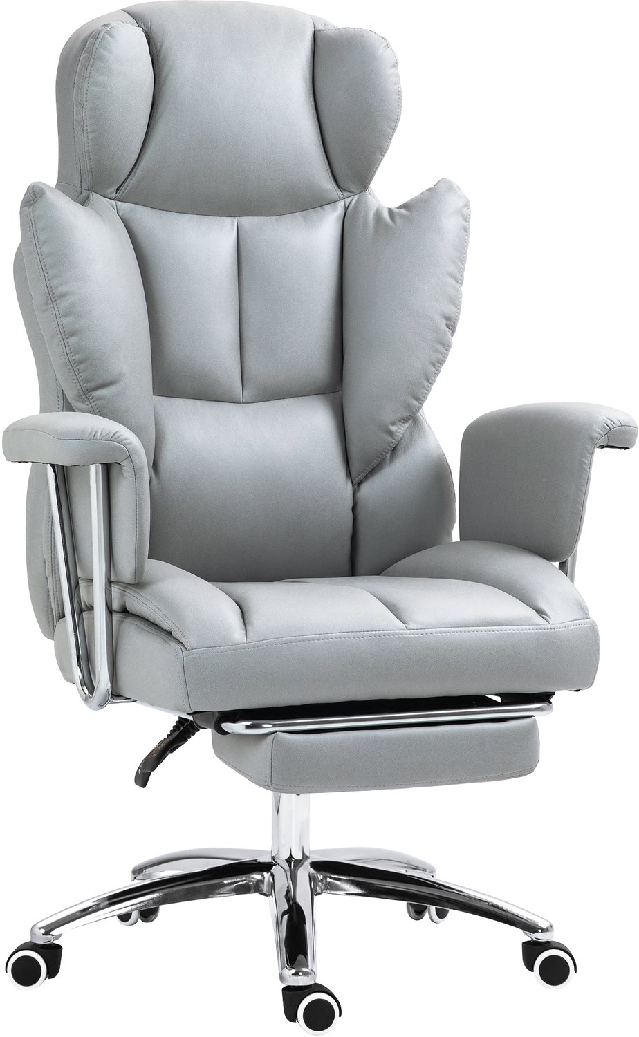 Clruro Bureaustoel - 74x65x120-128 cm - Ergonomisch - Voetensteun - Stof - Lichtgrijs Clruro