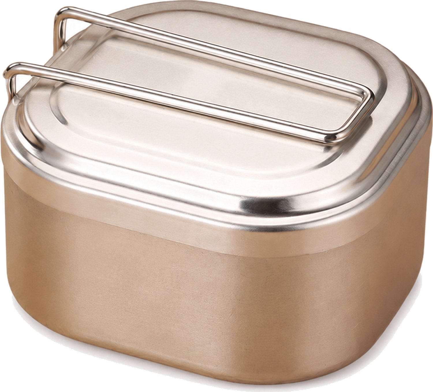Broodtrommel van aluminium model 950 ml met deksel en handgreep vierkante vorm voor buiten en kamperen