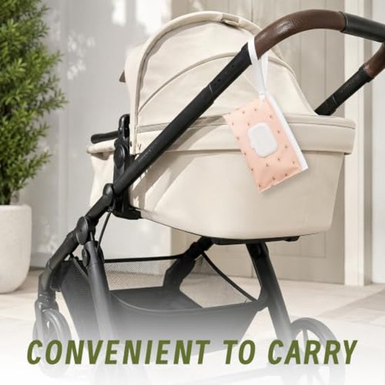 Namajunas - 4 stuks Navulbare vochtige doekjes tasje - Met drukdeksel & draaglus - Vochtige tissuehouder - Herbruikbaar - Billendoekjes houder onderweg - Voor make up doekjes, reinigingsdoekjes - Baby cadeau - Kraamcadeau - Accessoires — afbeelding 4