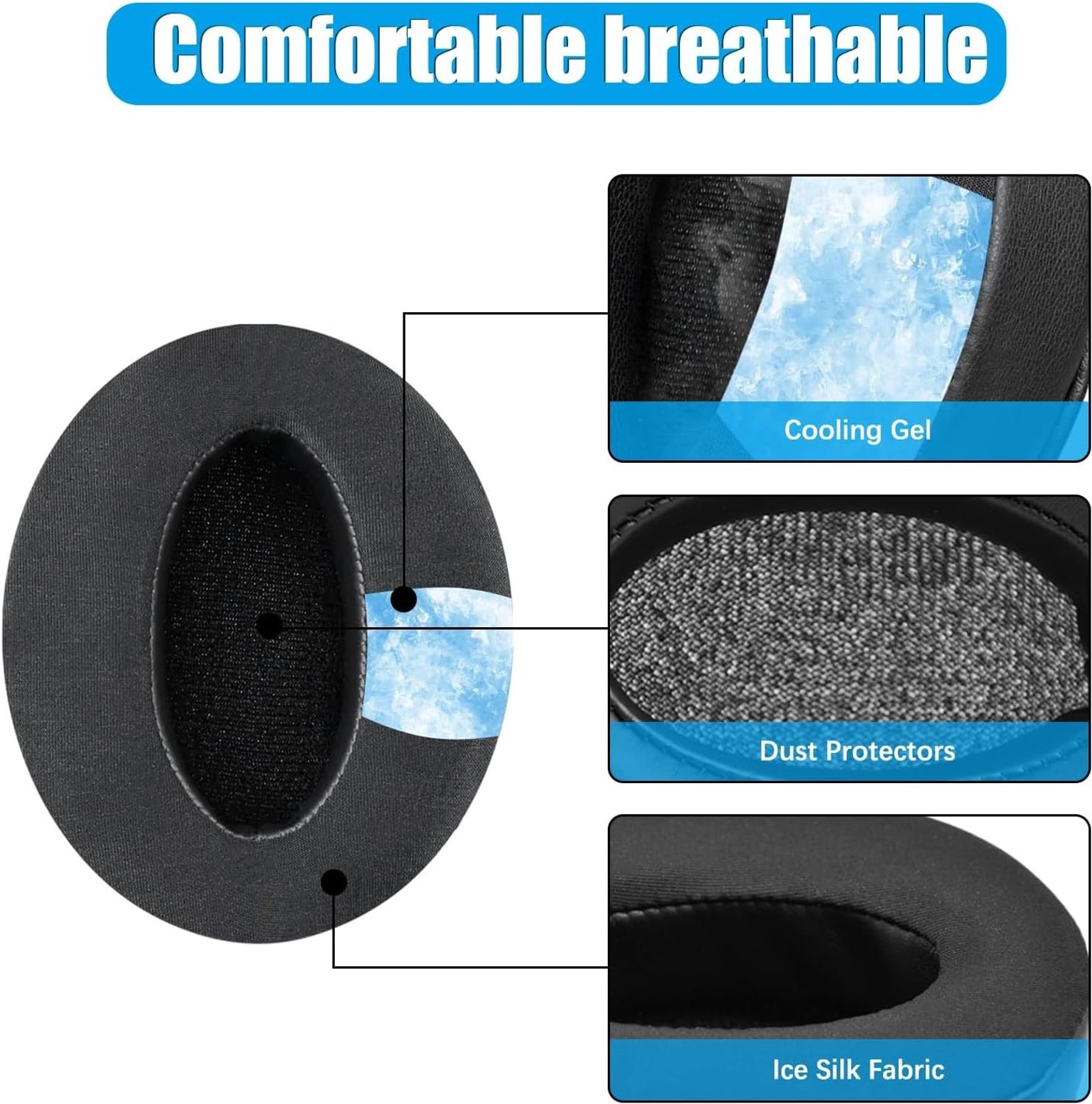 Set van 2 Vervangende Oorkussens van Zacht Geheugenfoam voor Hoofdtelefoons - Geschikt voor Sennheiser HD4.50BT/4.50 TNC/4.40BT - Comfortabel en Duurzaam