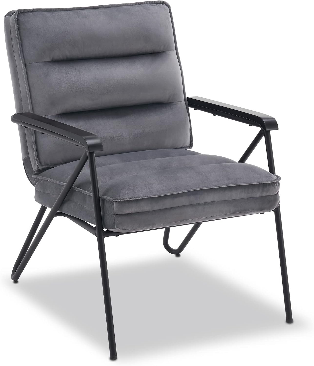 Relaxstoel 108° - Grijs fluweel - Hoge rugleuning - Vermindert vermoeidheid - Vemera