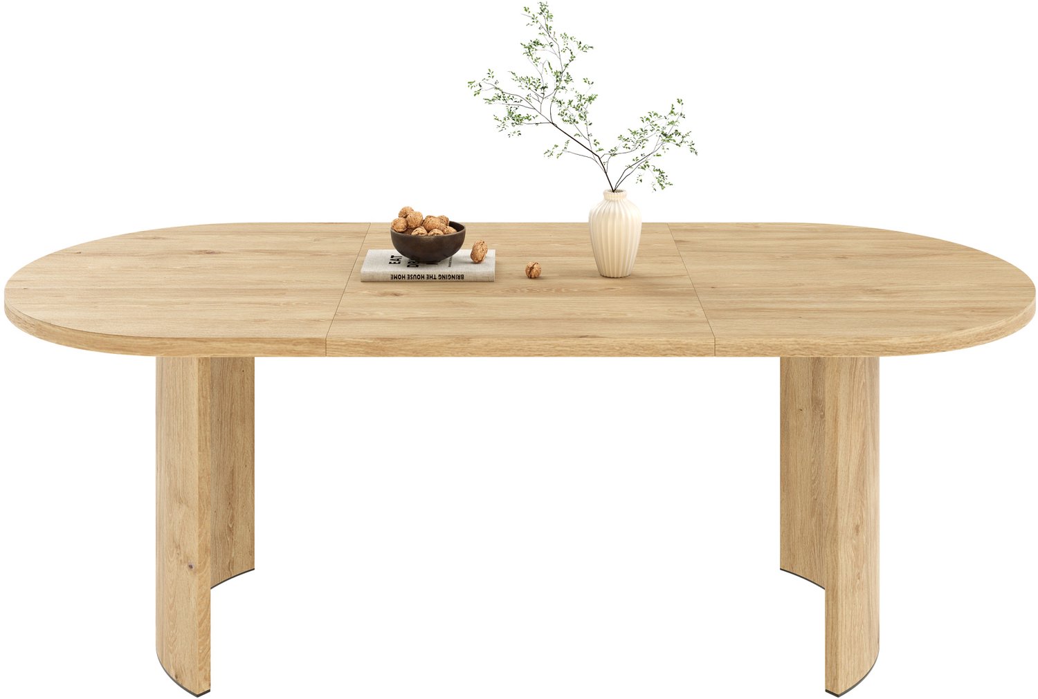 MIVRAY Eettafel - Afgeronde Hoeken En Gebogen Poten - Voor Maaltijden Met 6 Tot 8 Personen - MDF - 200 x 90 x 75 Cm - Eikenkleur