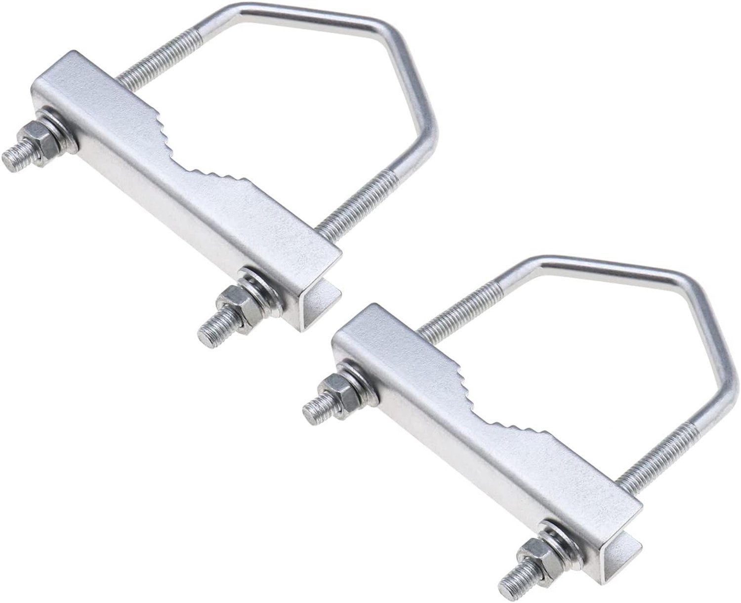 Antenne U-houder klem beugel 95x83 mm - zilver met 60 mm binnenbreedte - sterk en duurzaam - 2 stuks - ServiceTopper