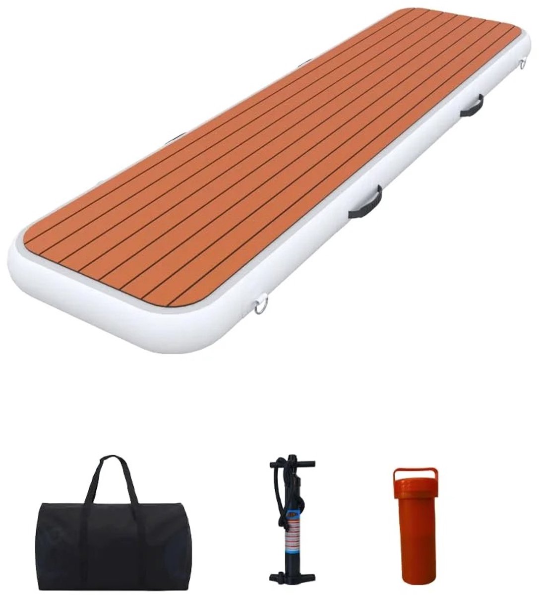 DeltaMerch Loopplank opblaasbaar - Waterplatform - Drijvend Platform - Antislip - 200x60x15 cm - Incl. handpomp - UV bestendig