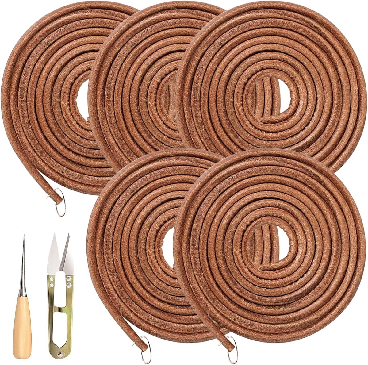 Riem naaimachine riem, 5mm rond lederen aandrijfriem, 5 stuks | Riem lederen naaimachine 183 cm voor vintage home pedaal huissieren type naaimachine, met naaipriem en tondeuse