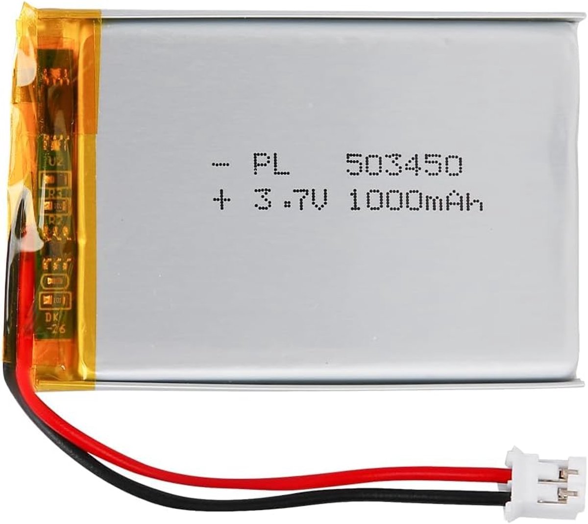 3,7V Lipo-batterij, 3,7V 1000mAh 503450 Lithium Polymeer Ion met 2P-PH-aansluiting met 2,0 mm pasvorm