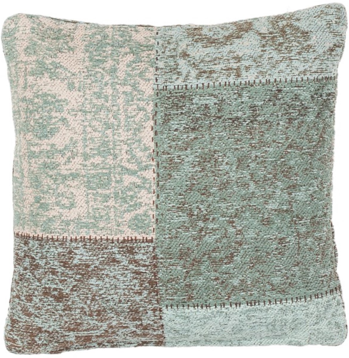 Padiro sierkussen 45 x 45 cm - turquoise - katoen - patchwork in vintage-look