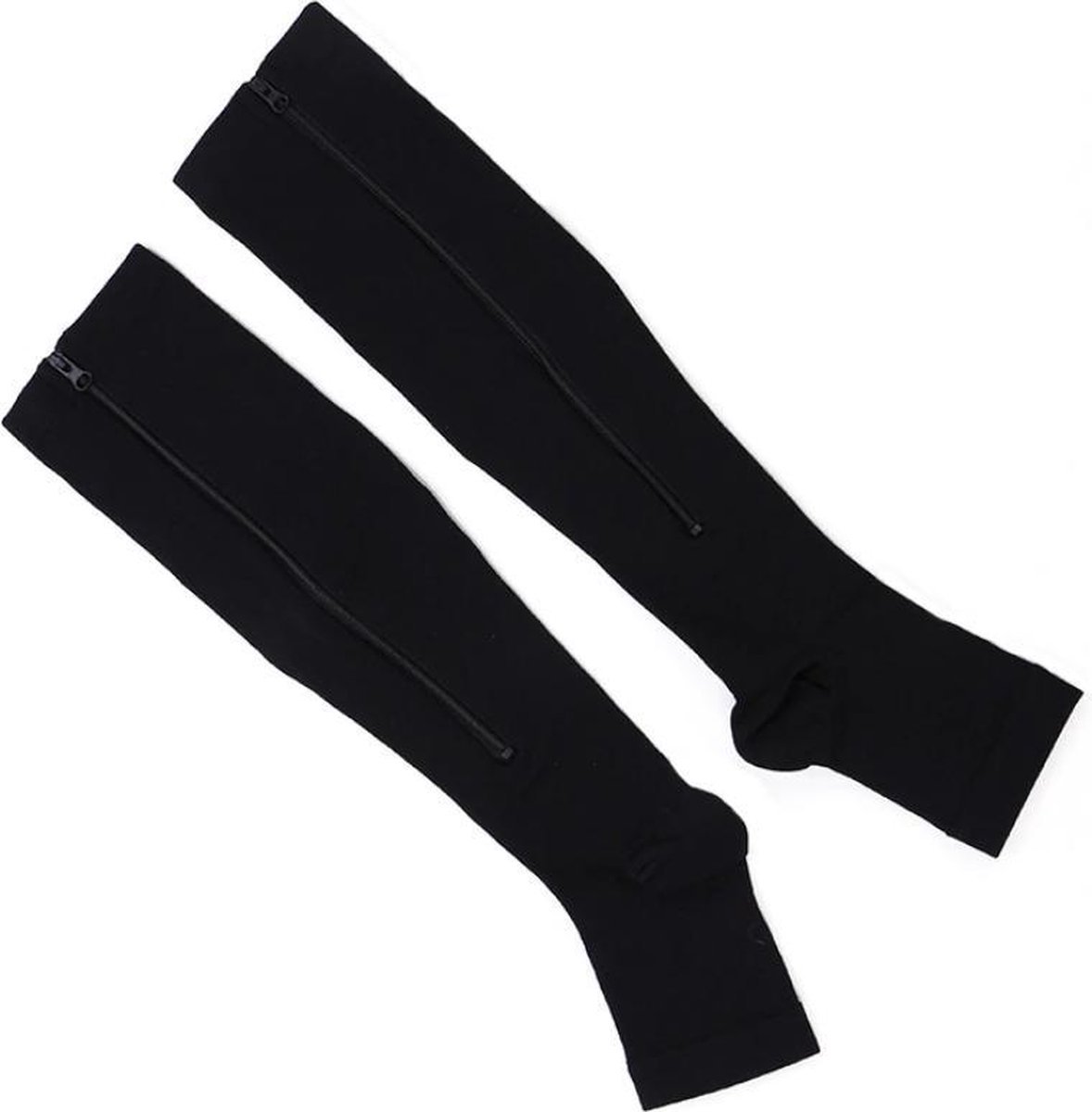 Scoby - Compressiekousen - Steunkousen - Open Tenen - Compression Socks - Vliegtuigsokken - 1 Paar - Medium - Zwart