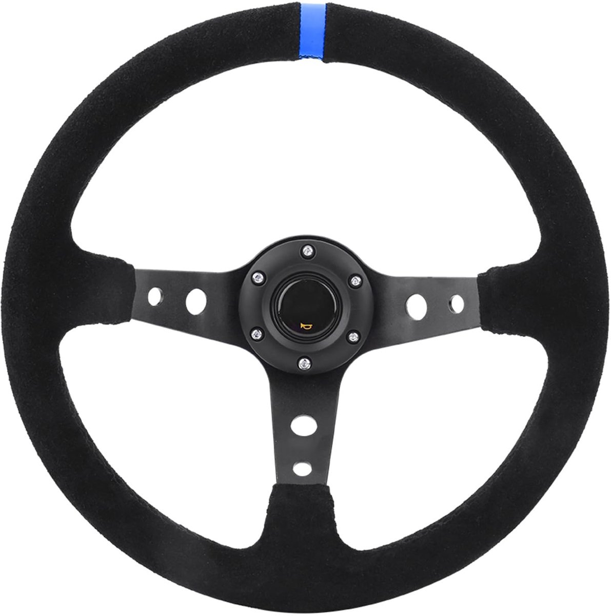 SIXRUN Universeel Racestuur met Claxon, 14 Inch Rood Aluminium Frame, Comfortabel Ontwerp voor Automodificaties (BLUE) - ShopVlot