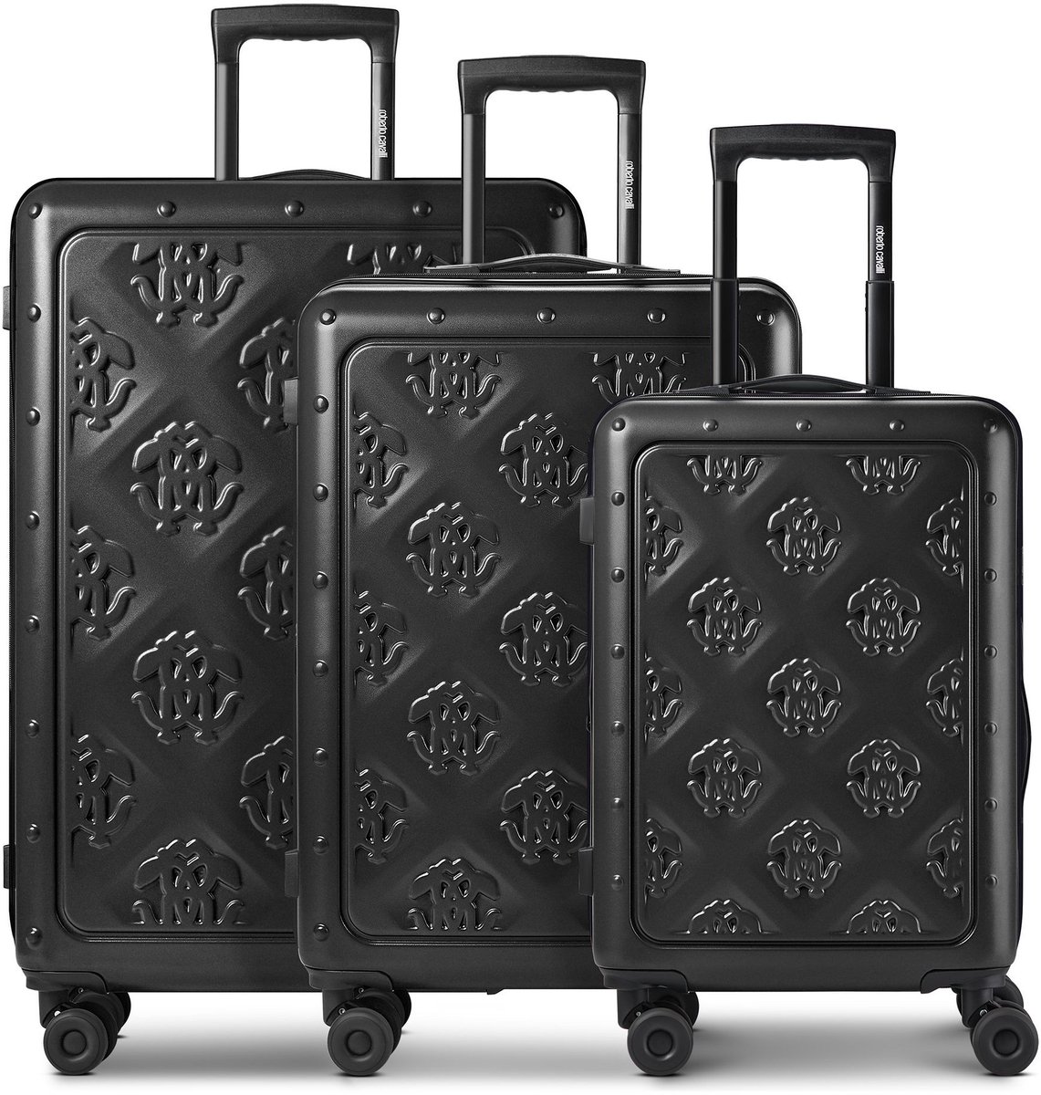 Roberto Cavalli Florence 4 wielen Kofferset 3-delig met uitbreidingsplooi - Harde bagage - TSA slot - black